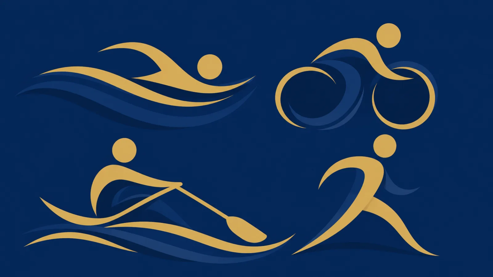 Illustration of a swimmer, cyclist, rower, and runner, representing the four AFT alternate aerobic events.