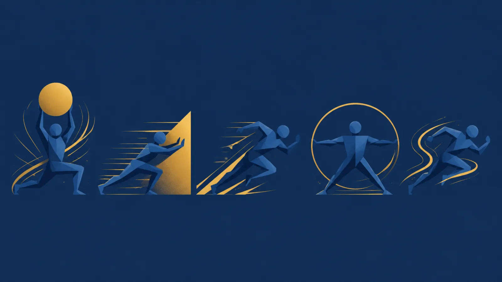 Illustration of five geometric figures representing the five Army Fitness Test events.